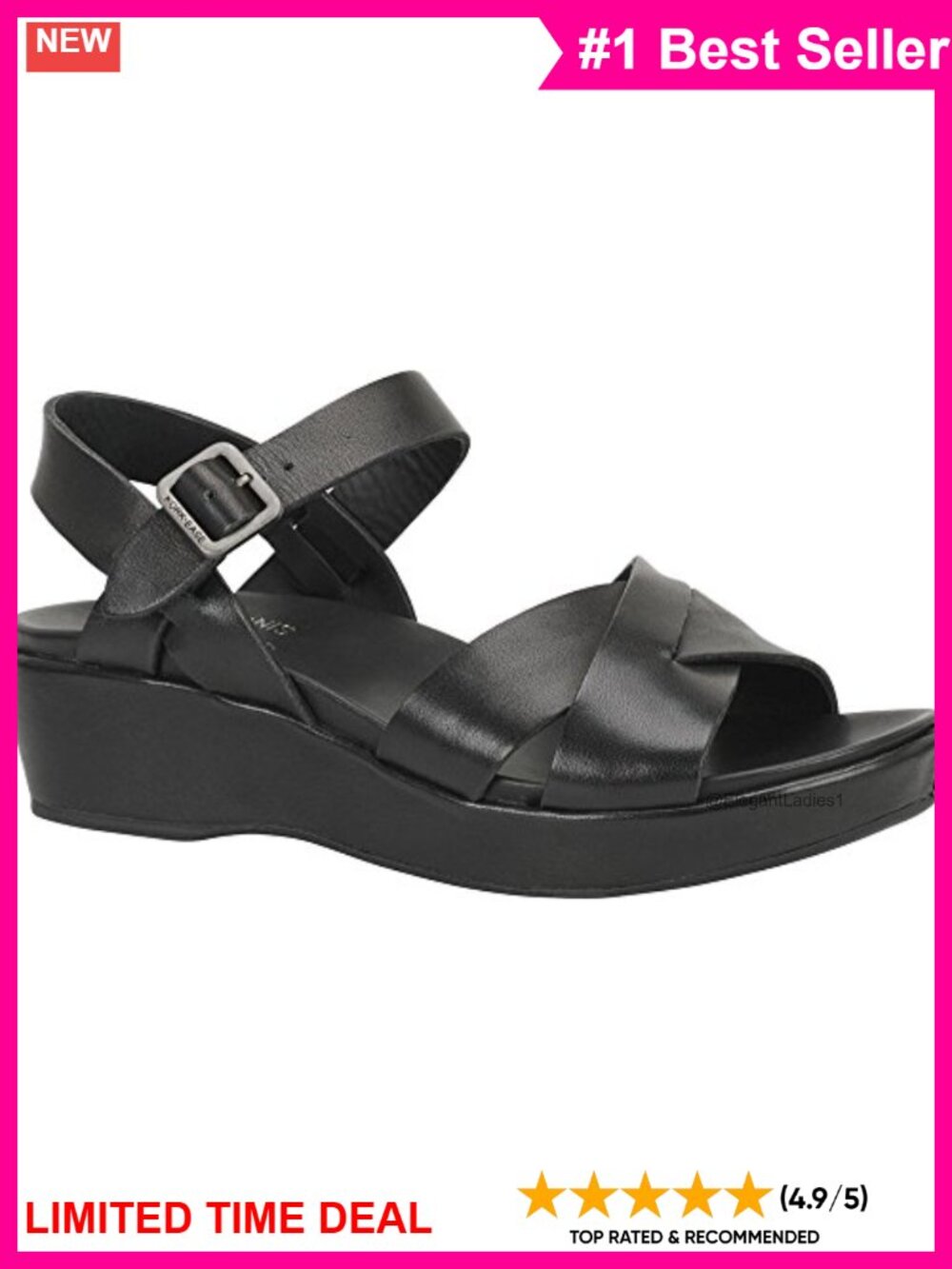 Genuine Leather Ankle Strap Platform Wedge Sandals Cushioned Cork Footbed